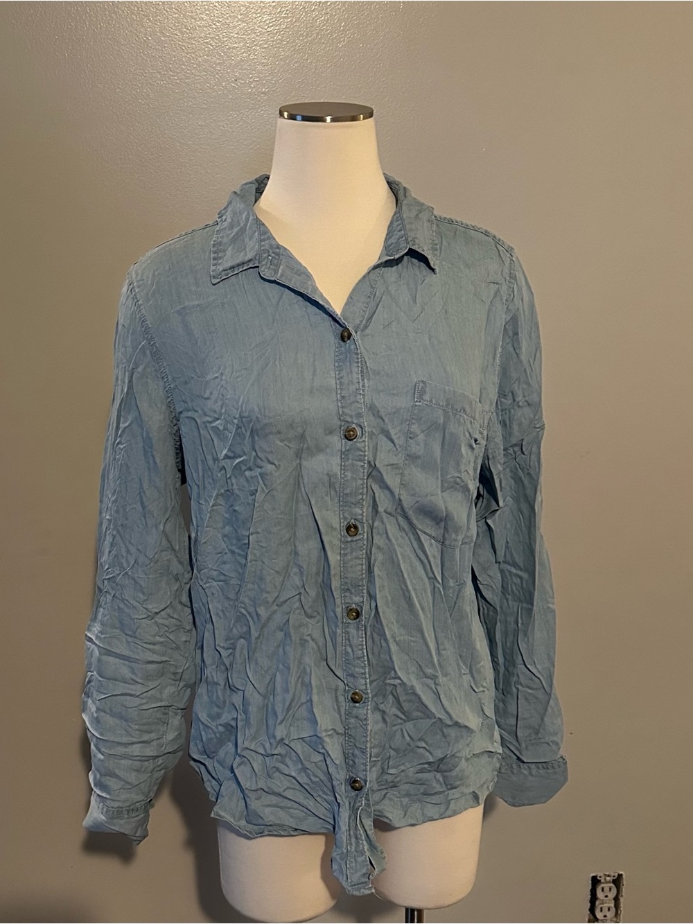 Casual Light Blue Women's Button-Down Shirt